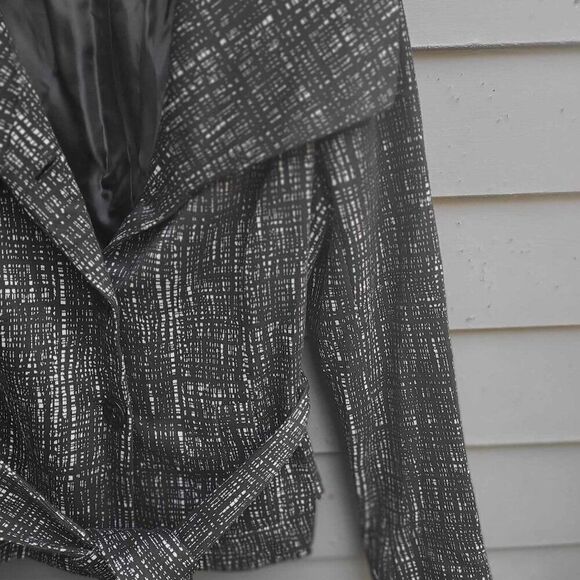 Willi Smith Black White Wing Collar Jacket Ties at Waist size Medium - Picture 7 of 11